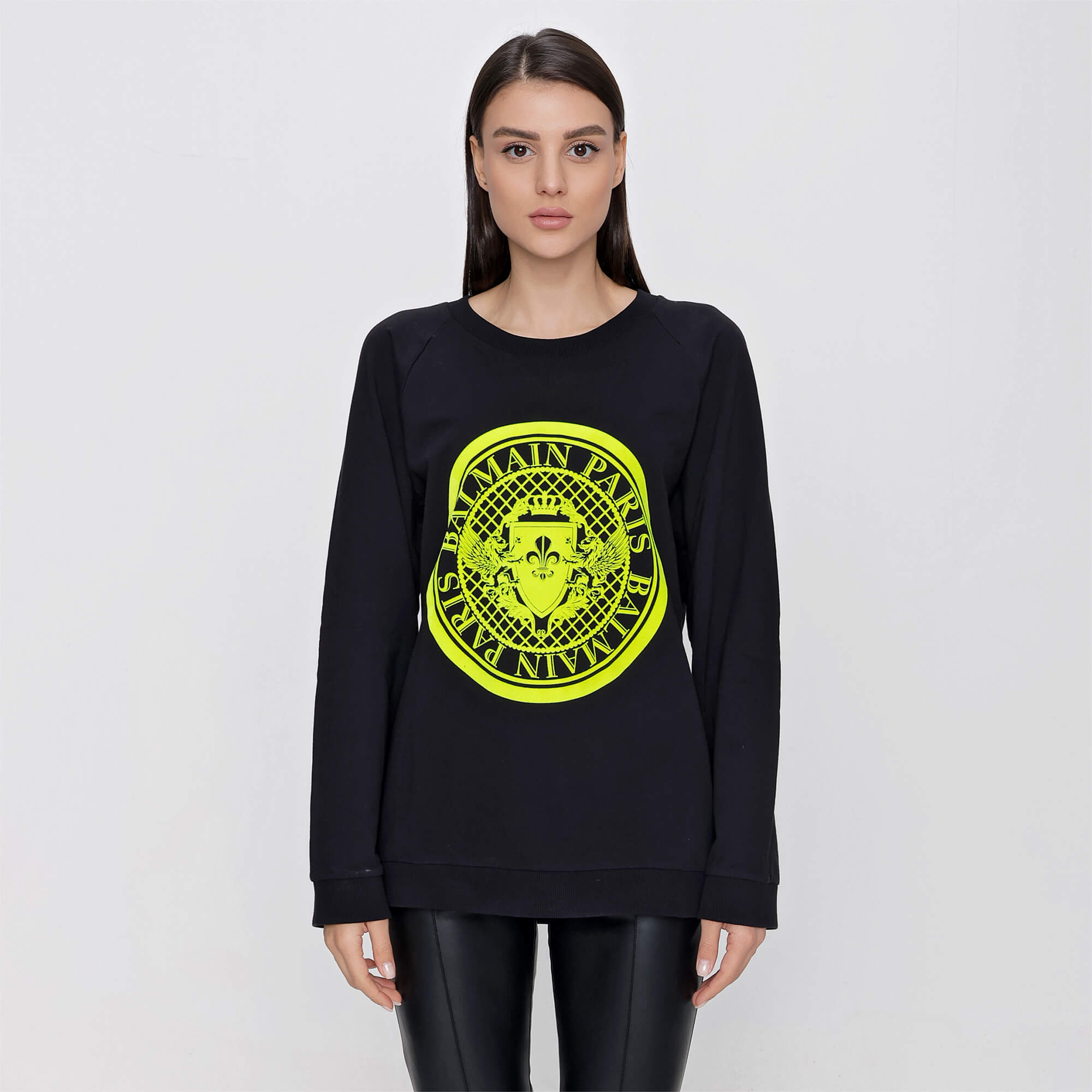 Balmain - Black Cotton Yellow Coin Logo Sweatshirt